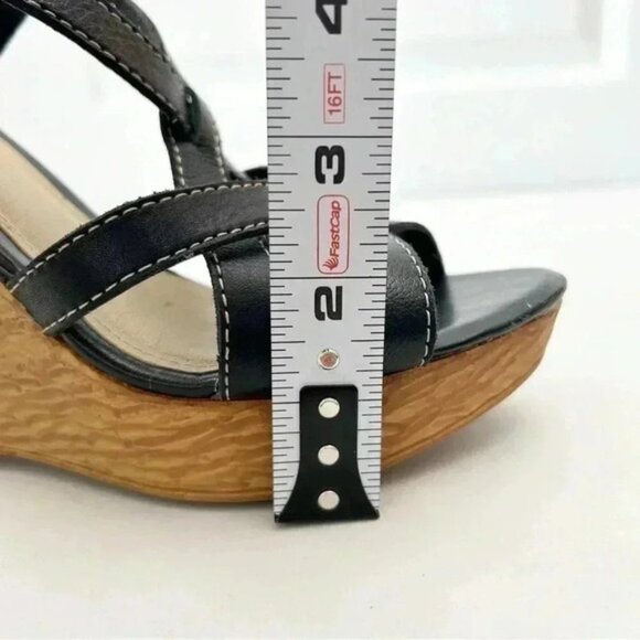 Aldo Wedge Sandals Strappy Platform Slingbacks Black EU38 US 7.5 - Picture 9 of 16